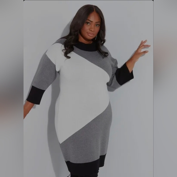 Ashley Stewart Dresses & Skirts - Ashley Stewart Colorblock Sweater Dress